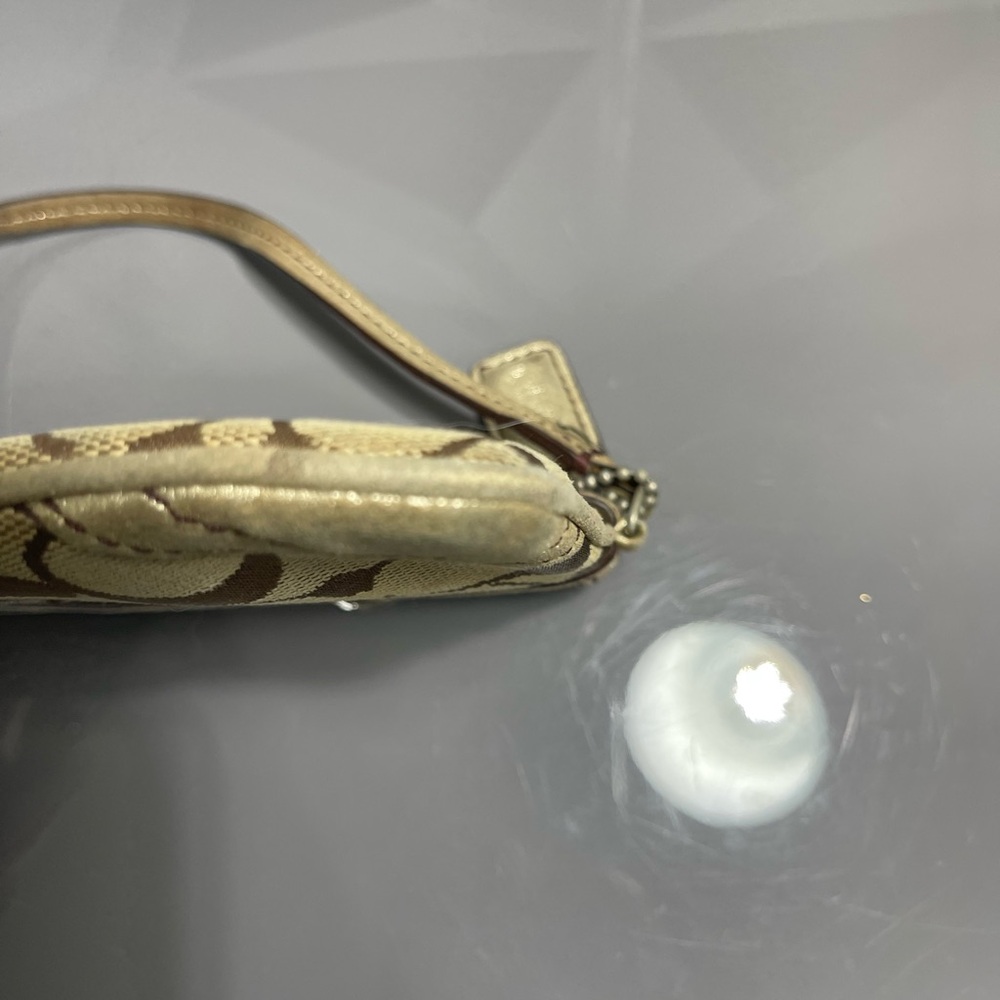 Coach Tan and Gold Signature Wristlet with Embellishments - Picture 5 of 10
